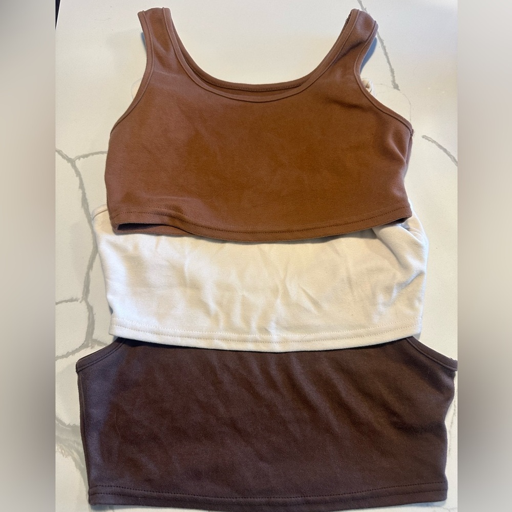 Brown and Cream Tank Tops